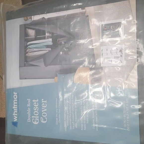 𝅺New in Bag Whitmor Double Rod Closet Cover in Grey! Instantly Neat & Tidy! - Picture 1 of 4